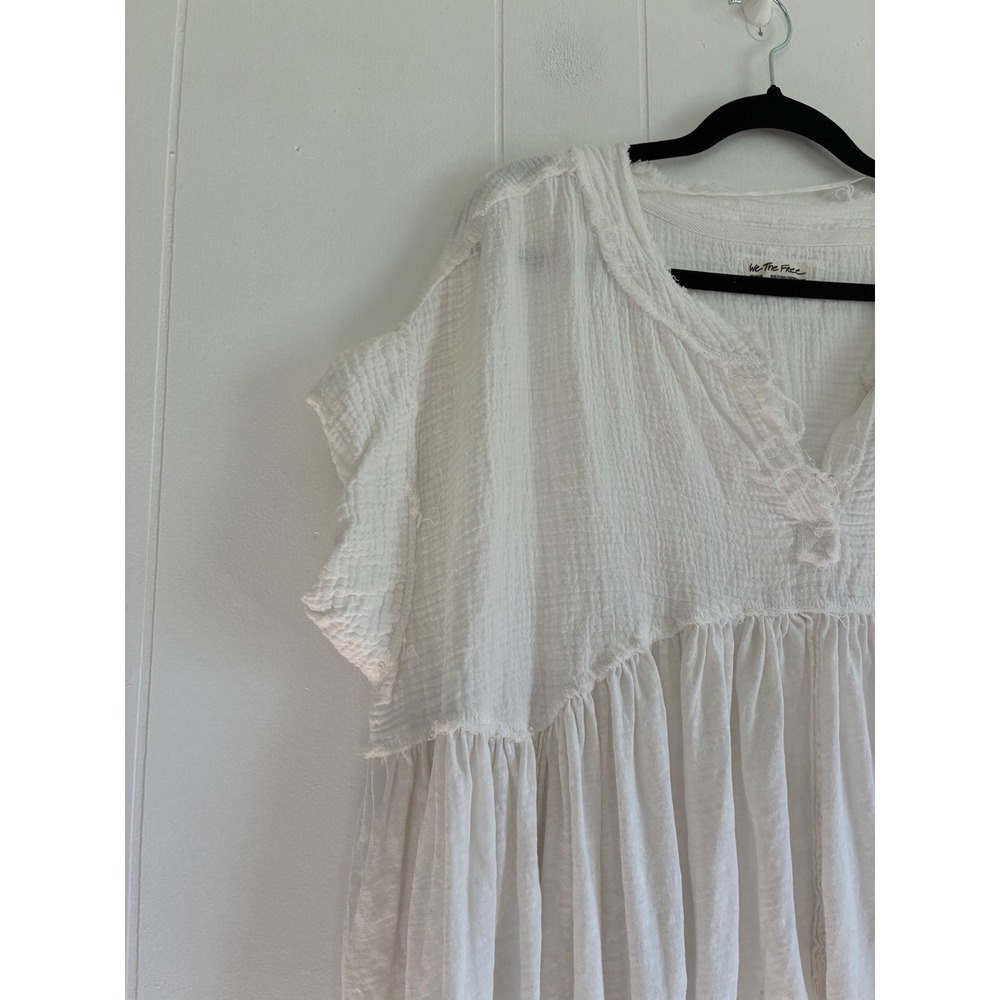 We The Free People White Cotton Gauze Tunic Top Oversized Boho Sharkbite Medium - Picture 7 of 8
